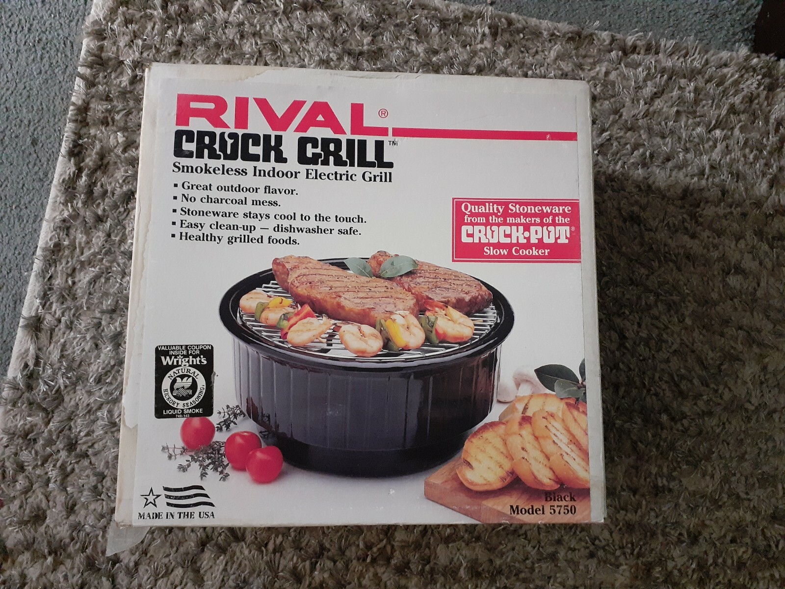 Rival 5750 Electric Smokeless Indoor Crock Grill Stoneware NEW Open Box Duża popularność