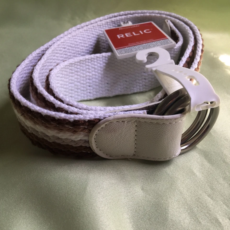 Cinturón Reliquia Tela Tejida Reversible Moda Tonos Neutros Talla X-Grande-Nuevo Foto 4 de 4