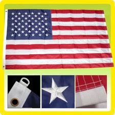10x15 ft Deluxe US American Flag Large Jumbo Sewn Nylon Embroidered Stars USA