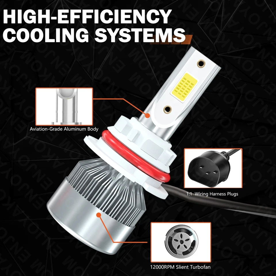 For Peterbilt 362 1986-1997 Combo LED Headlight Hi Lo+Fog light Bulbs Kit 6000K - Image 3 of 4