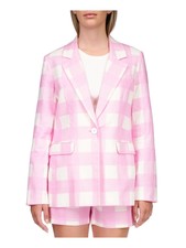 Sanctuary Womens Pink Lined One Button Closure Wear To Work Blazer Jacket S