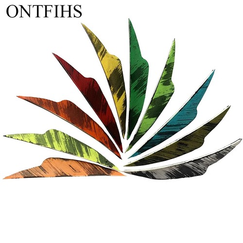 50Pcs ONTFIHS 4" Arrow Feathers Archery Fletches Ink Painting RW LW - Fangs - Picture 2 of 15