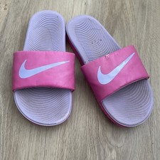 NIKE KAWA SLIDES "Fire Pink/Hydrangeas" Girls Size 4 Y 819353 601