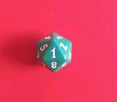 Lorwyn Green W/Blue Speckled Spindown Life Counter MTG D20 Dice Magic Mint - Picture 2 of 4