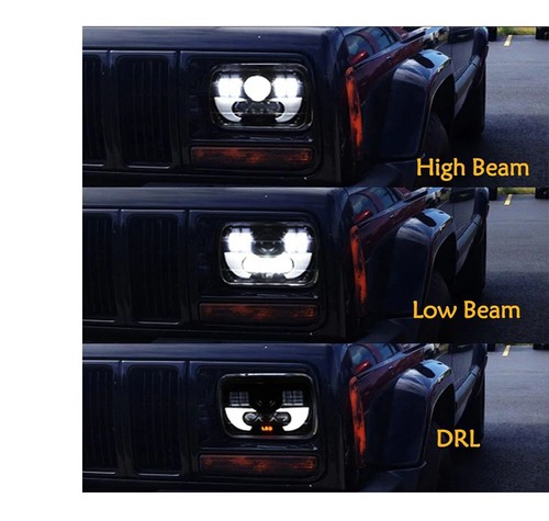 2pcs Jeep Wrangler 1987-2005 7X6" H6014/H6052/H6054 Chrome Led Headlight Square - Picture 11 of 12