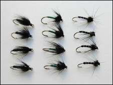 Wet Trout Flies, Spider Patterns, Black Magic, Pearl & Black Spiders Size 14/16