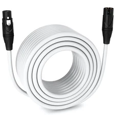 LyxPro Microphone 200 feet XLR Cable, Male to Female, 3 Pin Mic Cable, White