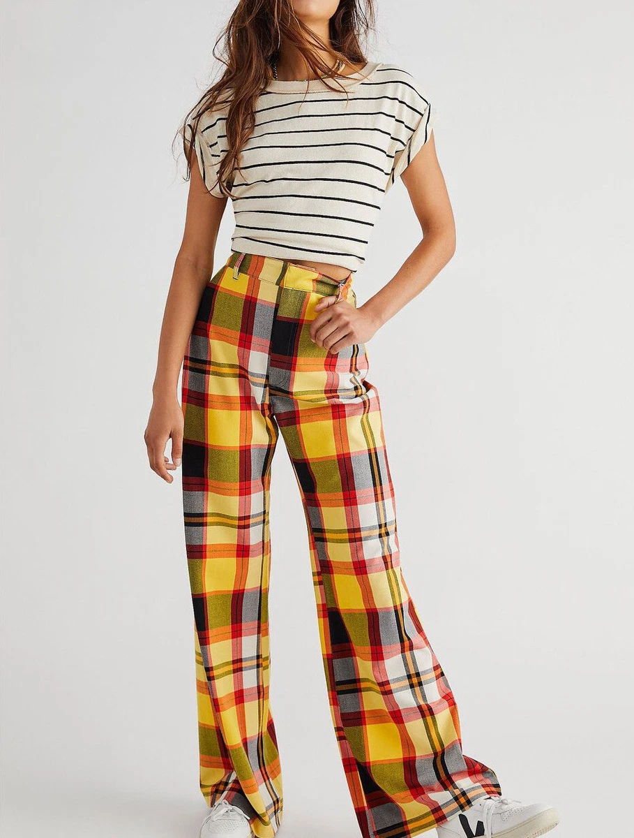 FREE PEOPLE Plaid Jules Pants UK Size 18