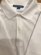 NWOT Port Authority Silk Touch Men's S/S White Golf Polo Shirt Large