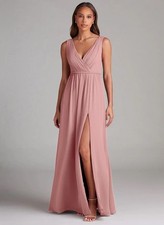 Azazie Women’s A10 bridesmaid dress - Tanicia - dusty rose 10 Chiffon slit new