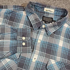 Pendleton Men's XXL Blue Plaid Long Sleeve Beach Shack Button Up Flannel - RA141