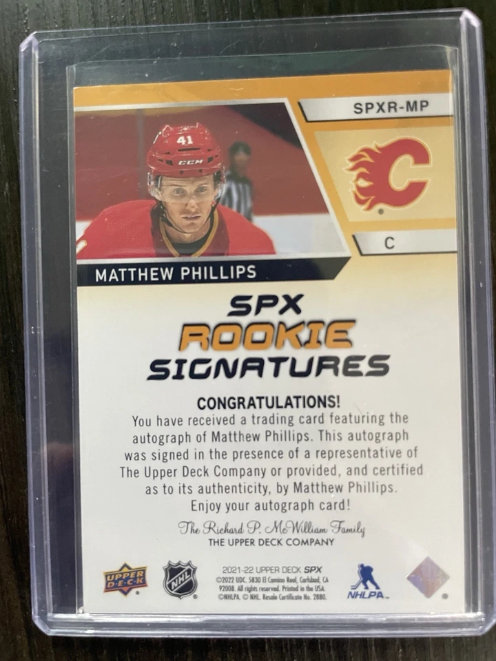 2021-22 Upper Deck SPx Rookie Signatures Matthew Phillips Auto #SPXR-MP - Image 2 of 2