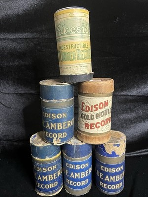 Lot of 6 Edison Blue Amberol Cylinders - Ada Jones, Billy Murray, W. Van Brunt