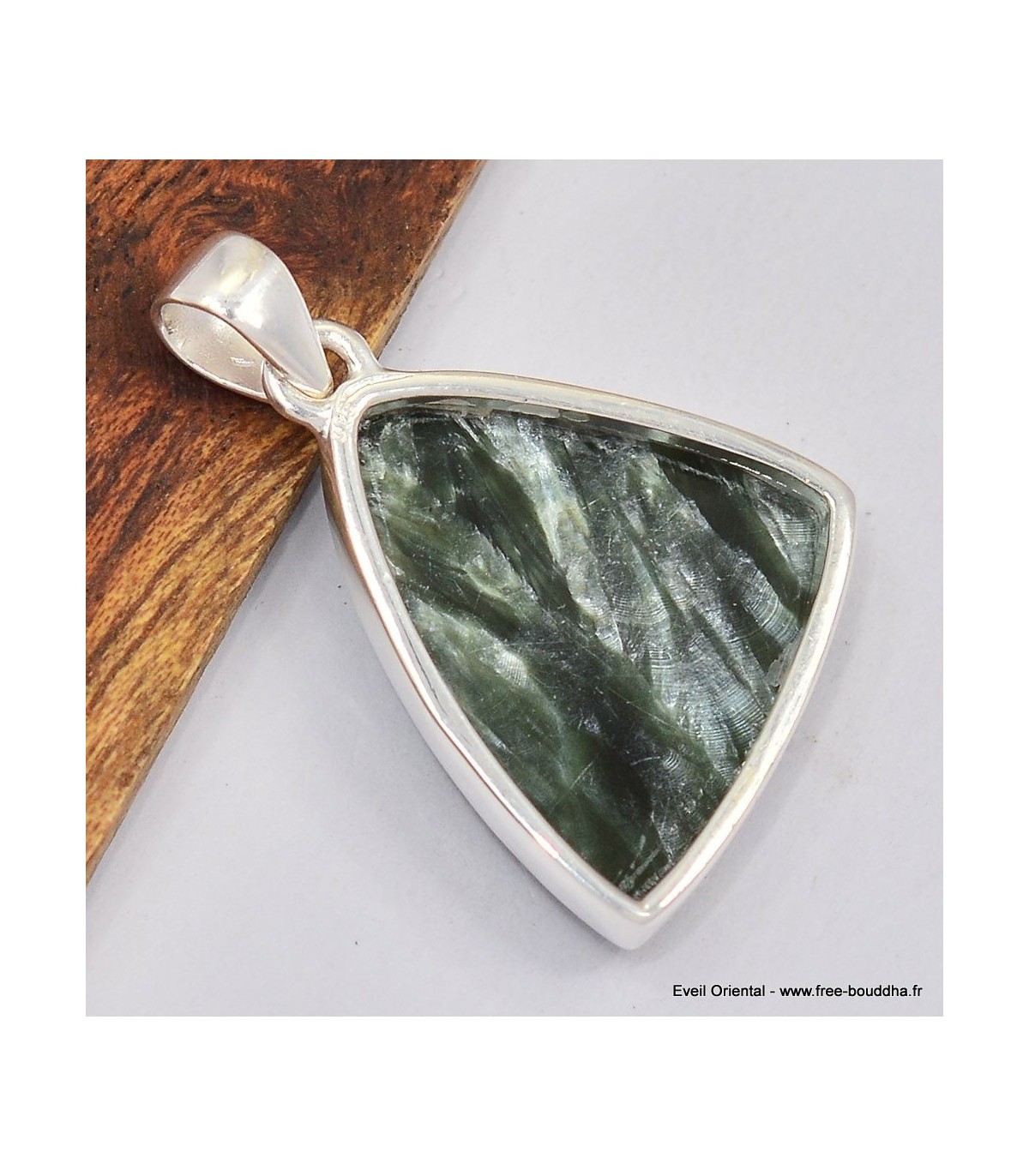 Pendentif Séraphinite asymétrique SK28.2 en argent 925 - 2