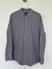 Bar lll Button Down Slim Fit Shirt White Blue Red, Size L, Cotton 16.5 34/35