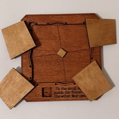Fit the Small Square Puzzle | Handmade Wooden Brain Teaser |