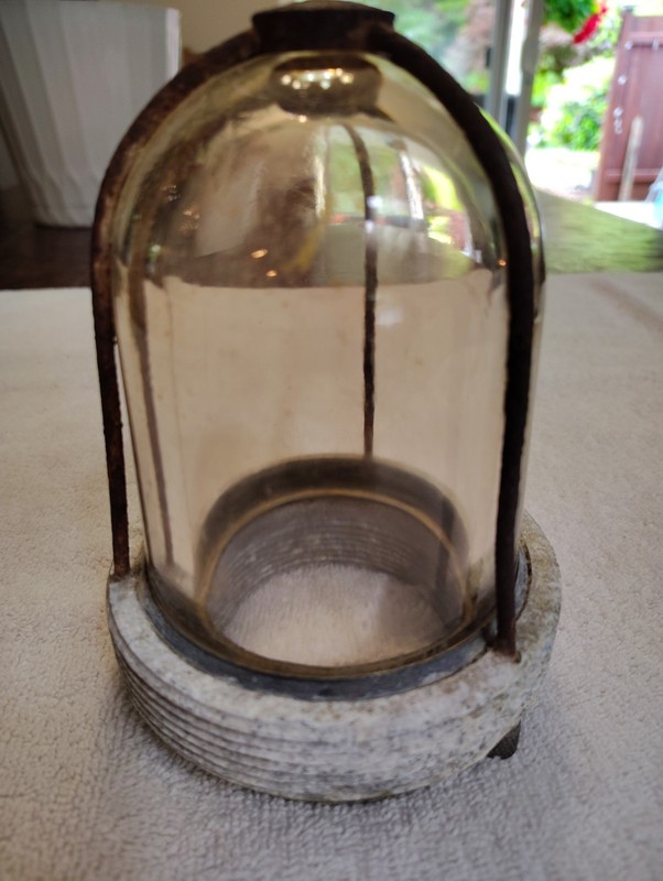 HR Clear Glass Light Globe Explosion Proof Steampunk Industrial, Vintage 1951