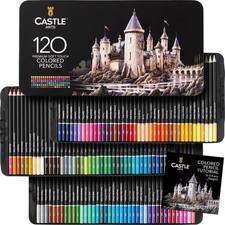 Colored Pencil Set 120 Pack Premium Drawing Kit in Storage Tin