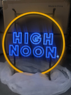 High Noon Lighted Neon-Style Advertising Sign Blue/Yellow Circle Breweriana