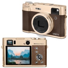 Minolta Retor MND70 48MP Digital Camera, 5K Video, Viewfinder Gold Brown