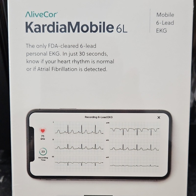 AliveCor KardiaMobile 6L 6-Lead EKG Handheld Digital, Smartphone Compatible