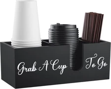 ALELION Coffee Cup Holder for Countertop - Wood Bar Accessories Black 