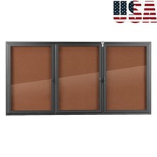 Enclosed Bulletin Board with Locking Door Aluminum Frame Light Brown 180x90CM 