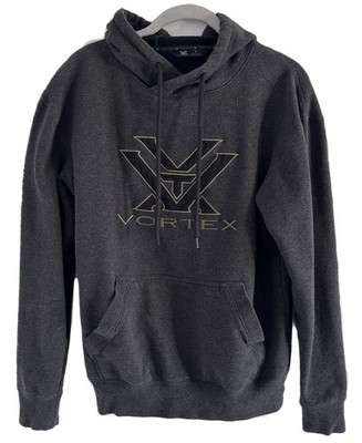 Vortex Core Logo Comfort Hoodie Small Gray Black Fleece Lined Mid weight Pocket