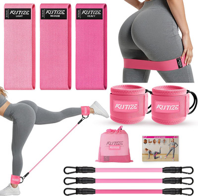 Ankle Resistance Bands with Cuffs & Fabric Resistance Bands Set - Legs & Glutes