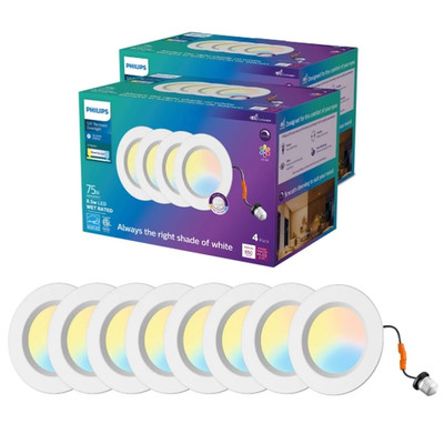 Philips 5/6'' 5CCT LED Retrofit Downlight 8 Ct Multi Pack Recessed Can Light Kit