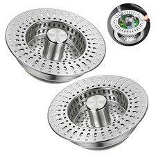 2PCS 5in1 Kitchen Sink Strainer Stopper Set Pop-up Drain Filter Anti-Clog Basket