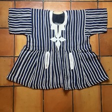 Authentic African Hand Stitched Ghana Smock Kente Fugu Batakari Men Top Blue