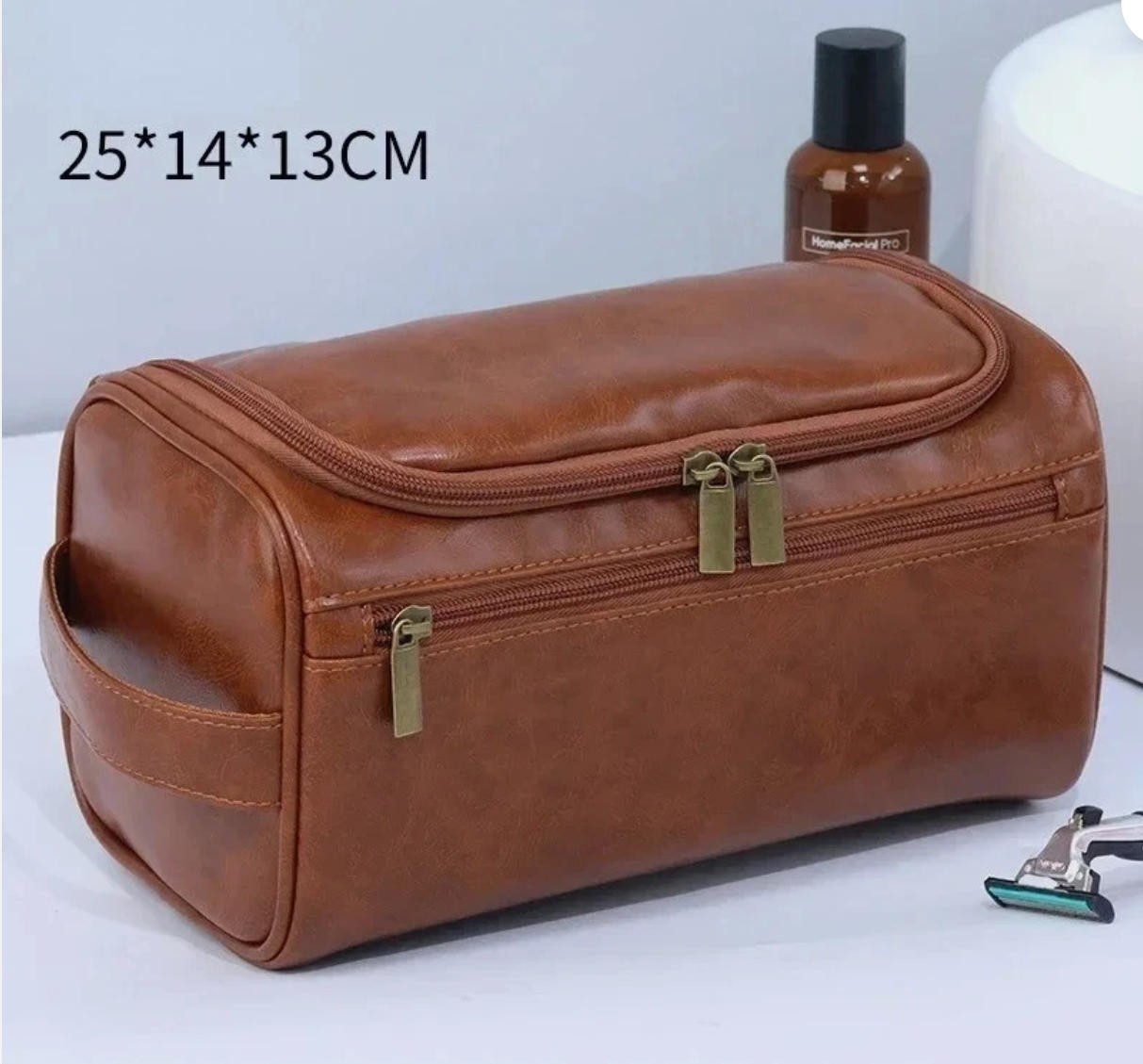 Leather Toiletry Bag for Men Women Dopp Kit Mens Hanging Toiletry Bag Travel