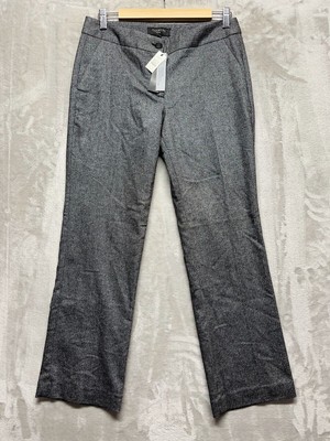 Talbots Dress Pants Women's Size 6P Gray Stretch Wide Leg Fit Chevron Print