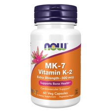 NOW MK-7 Vitamin K-2 Extra Strength 60 Veg Caps, Clearance for Best By 04/2026