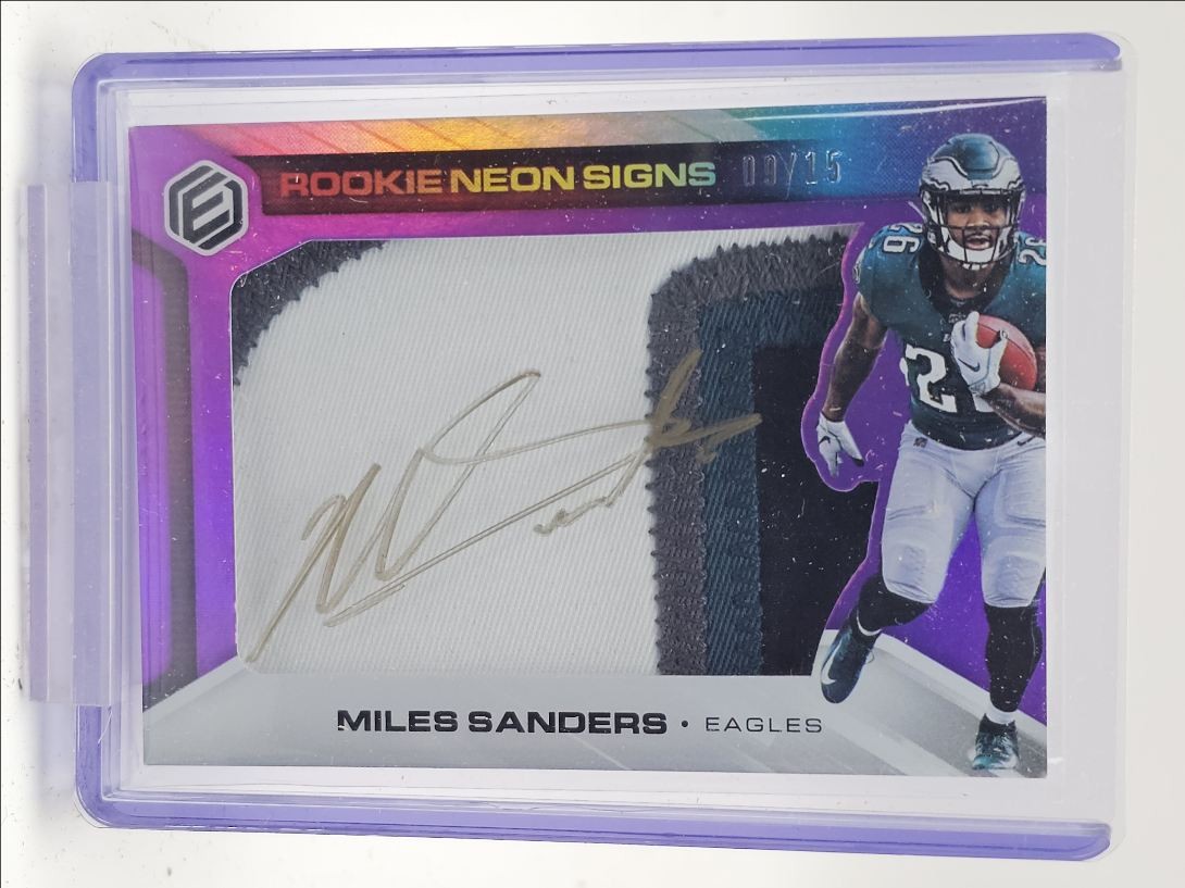 Miles Sanders Panini Elements Rookie Neon Signs #MS Purple