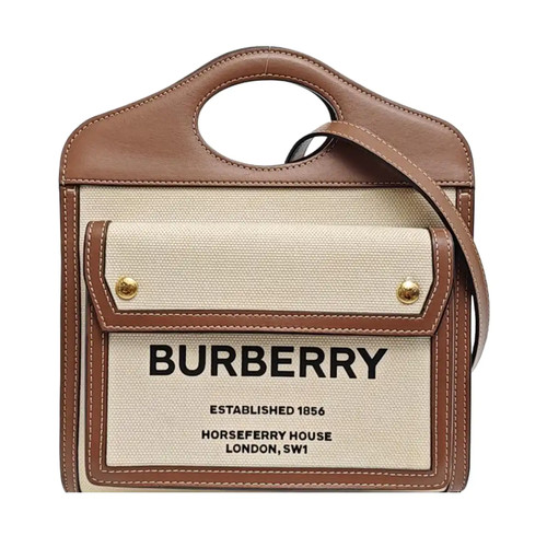 BURBERRY Pocket Handbags Cloth White Free Shipping | Duties Paid
