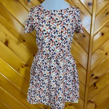 Jack Wills Floral Print Short Sleeve Fit Flare Dress US 6 silk Cotton pockets