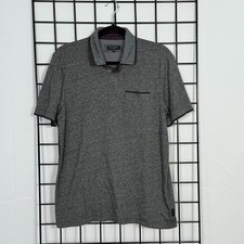 Ted Baker Short Sleeve Polo Shirt Mens 5 Large Gray Contrast Trim Preppy Fall