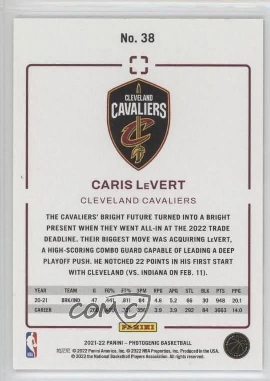 2021-22 Panini Photogenic Caris LeVert #38 - Image 2 of 2