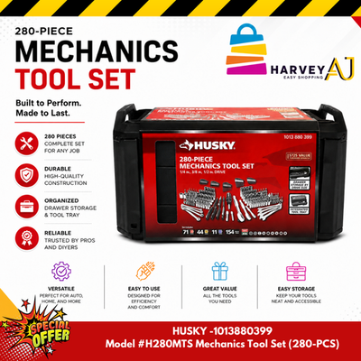 #ad Husky Mechanics Tool Set 280 Piece Mechani#x27;c Tools Set 3 Drawer Case Box New $167.97