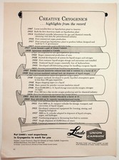 Vintage 1950s Linde Union Carbide Cryogenics Industrial Gas History Print Ad