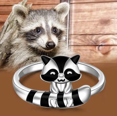 NEW SUPER ADORABLE RACCOON ALLOY FASHION RING SZ6 D410