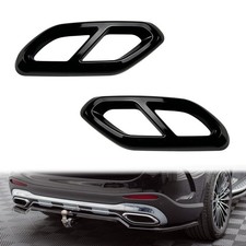 2X Glanz Schwarz Auspuffblende Abdeckung ABS für Mercedes-Benz GLC X254 2023+
