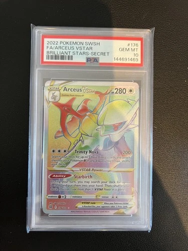 Graded Pokémon Arceus VSTAR Brilliant Stars 176/172 Rainbow Secret Rare PSA 10