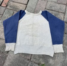 Vintage 1940s Two Tone Sweatshirt Kids Youth Ribbed Raglan Sleeves Cotton USA