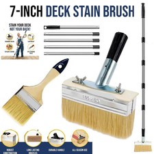 7" Decking Paint Brush Deck Stain Applicator with 60" Long Handle 3" Paint Brush