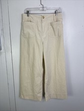 Maeve Pants Womens 29 Petite Colette Corduroy Wide Leg Crop Cream High Rise