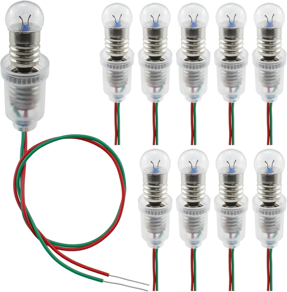 Bulb Thread Check 10 Pcs E10 Mini Light Bulbs and 10 Pcs Screw Socket Power Cords Kit ...