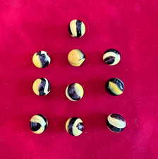 Lot of 10 OLD VTG Bumblebee Marbles. One has blues and reds in it.